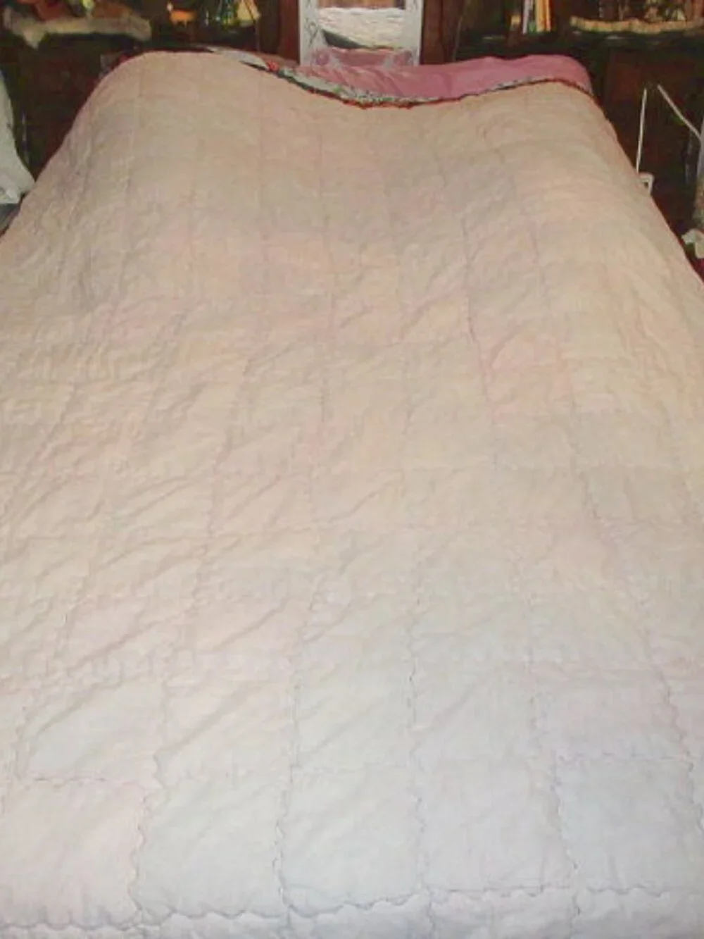 Vtg 70s Velvet Patchwork Quilt King / Cal. King Handmade Groovy Psychedelic Boho